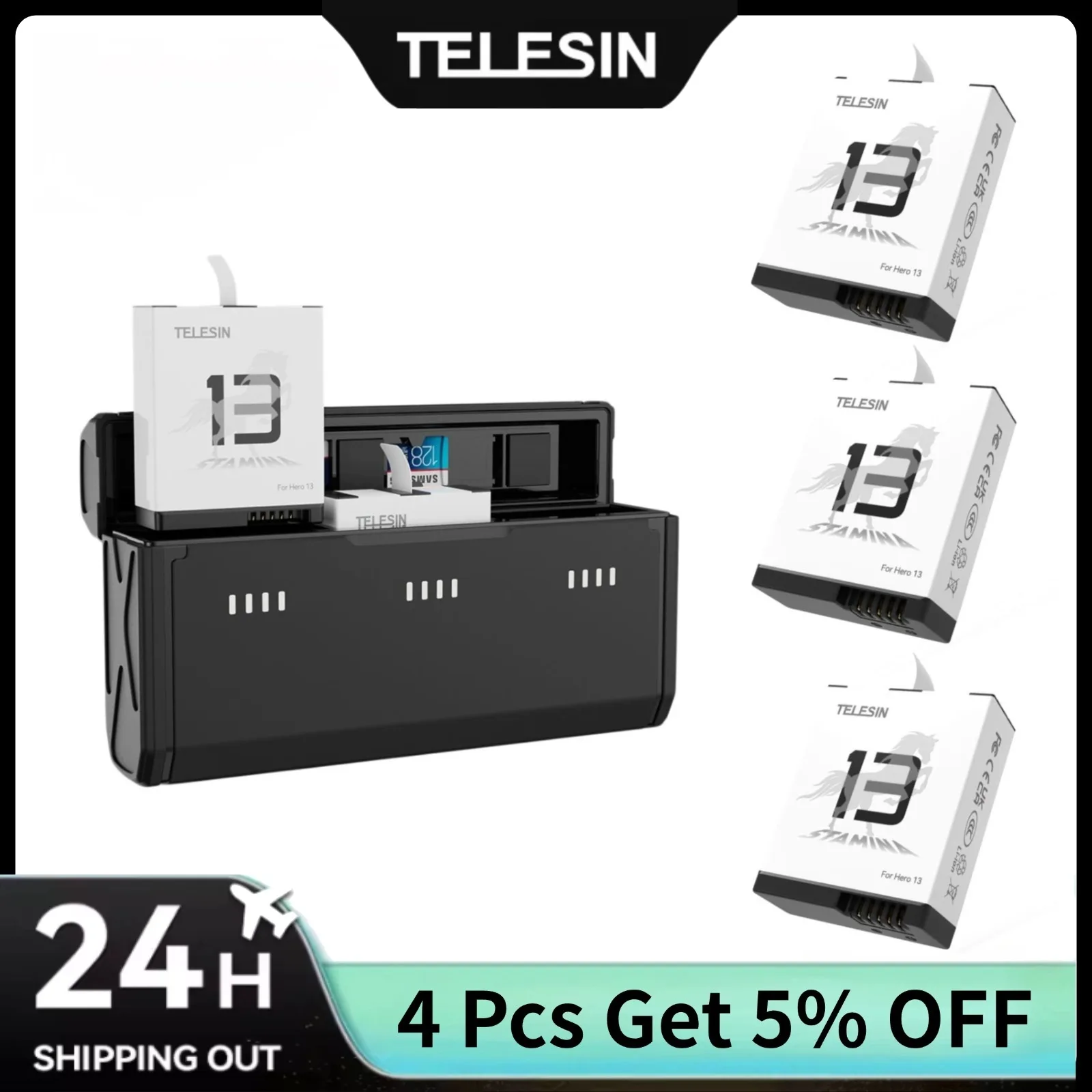 TELESIN Portable Fast Charging - огляд і ціна Gopro Action Camera Hero 13 Black