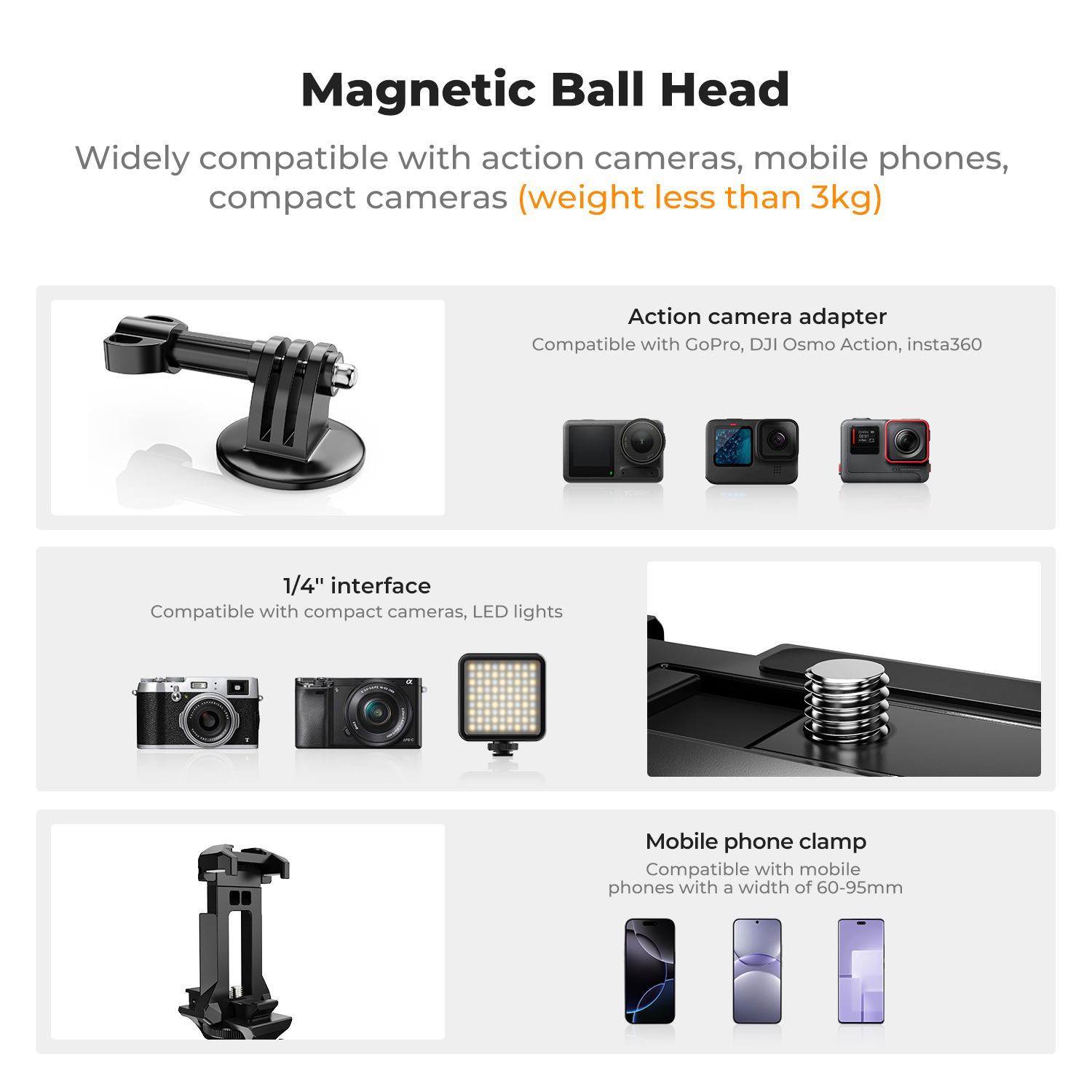 K&F CONCEPT Magnetic Camera Mo - огляд і ціна Gopro Action Camera Hero 13 Black
