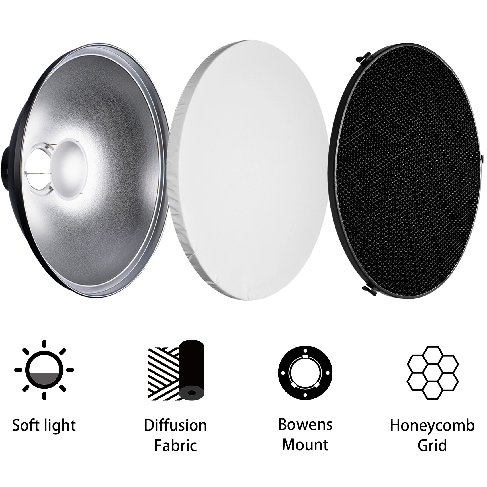 Selens 55cm Silver/White Inter - огляд і ціна Beauty Dish 55Cm